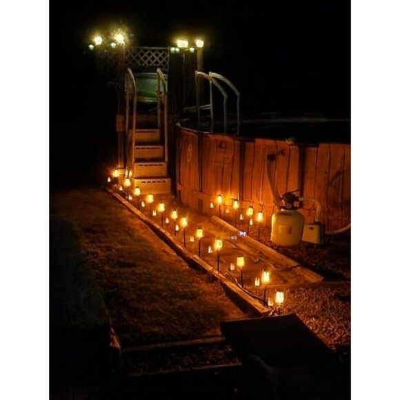 Solar Torch Lights with Flickering Flame, 12 Packs 12LED Tiki Torch Solar - Picture 2 of 2